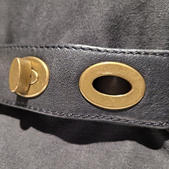 Miu Miu Black Leather Belt with Brass Accents Size M/L - Picture 4 of 11